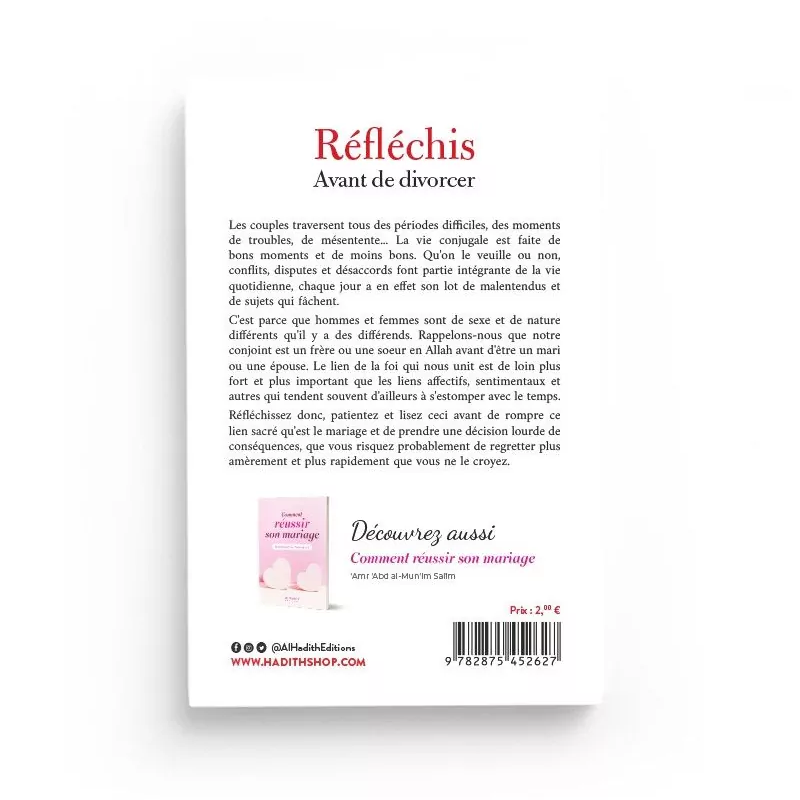 Réfléchis avant de divorcer - livre de poche