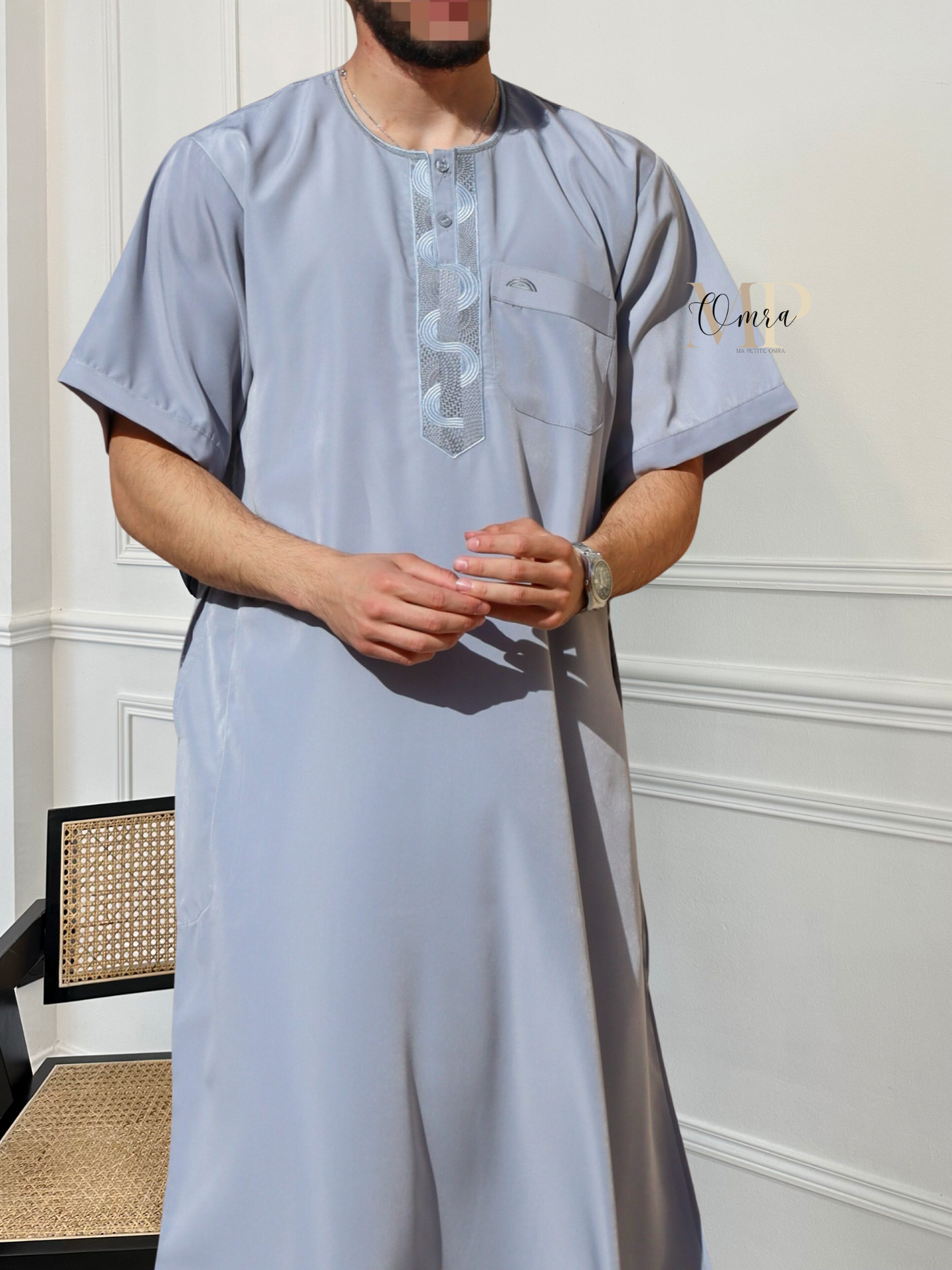 Qamis manches courtes - Gris