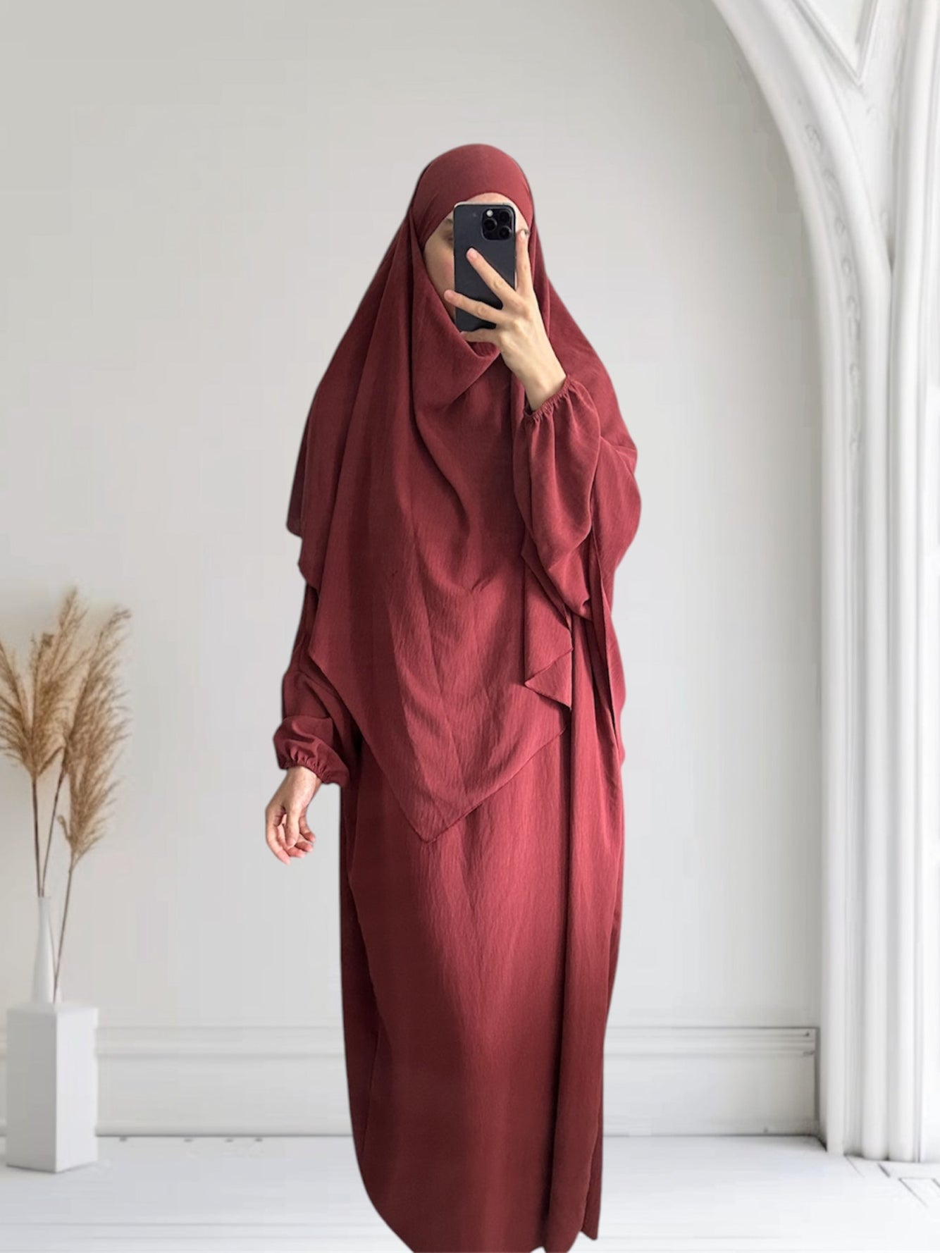 Ensemble abaya + khimar - jazz - Terracotta - PRÉCOMMANDE DÉPART 14 FÉVRIER.