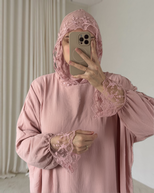 Robe de prière Dentelle - Rose
